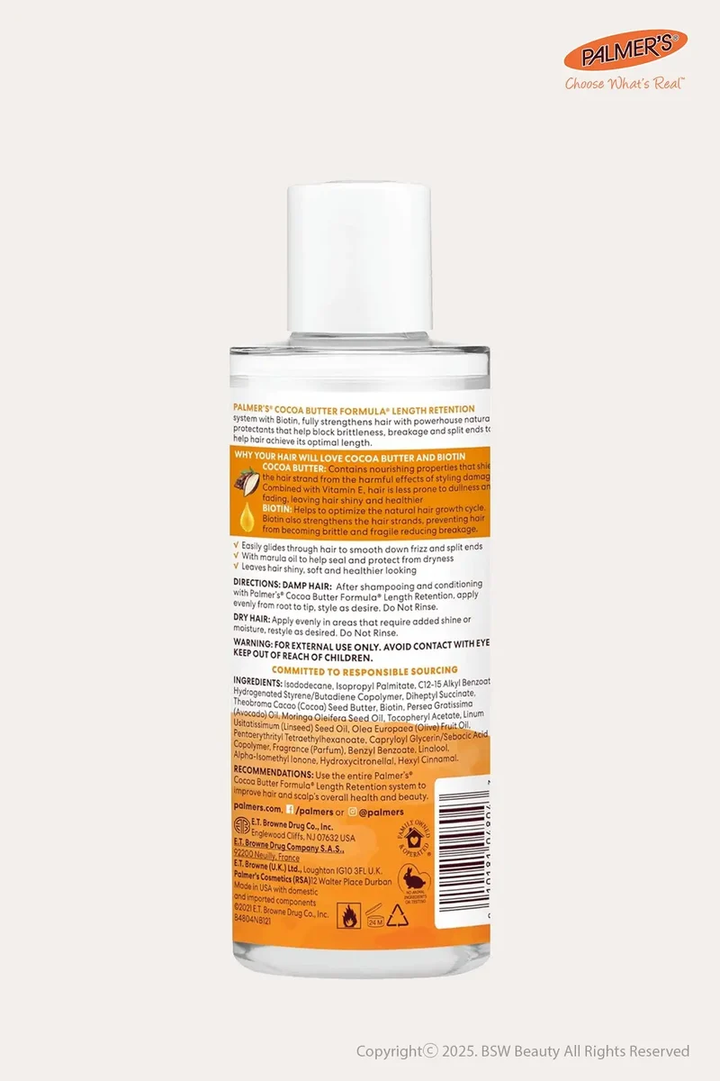 PALMER'S COCOA BUTTER FORMULA LENGTH RETENTION SHINE GLAZE HAIR SERUM 6oz