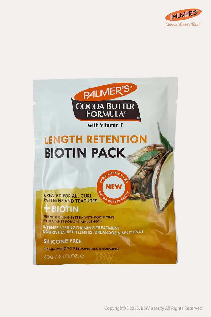 PALMER'S COCOA BUTTER FORMULA LENGTH RETENTION BIOTIN HAIR TREATMENT PACK 2.1oz