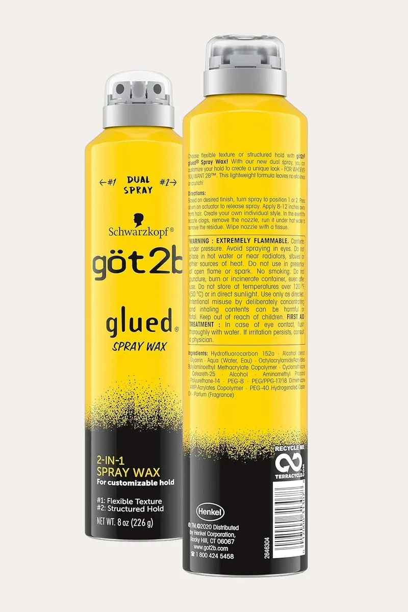 GOT2B GLUED SPRAY WAX WITH 2IN1 DUAL SPRAY NOZZLE 8oz