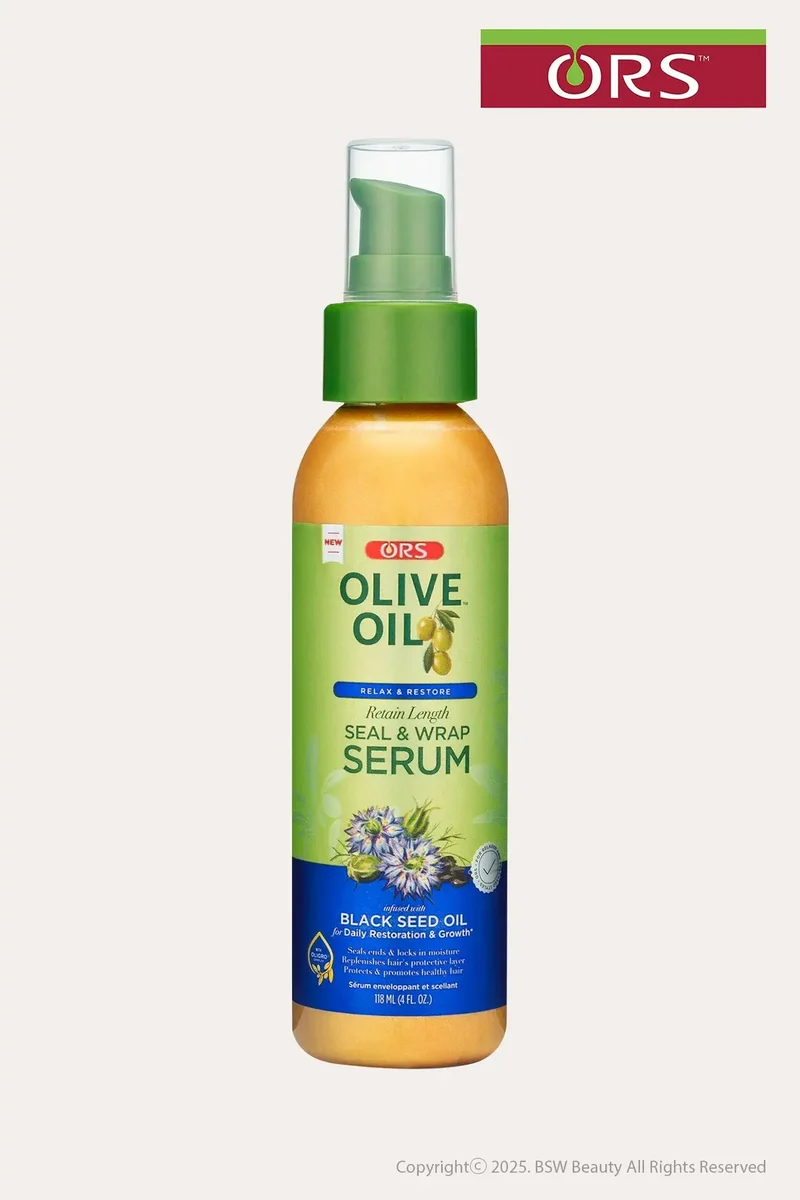 ORS OILVE OIL RELAX & RESTORE RETAIN LENGTH SEAL & WRAP HAIR SERUM 4oz
