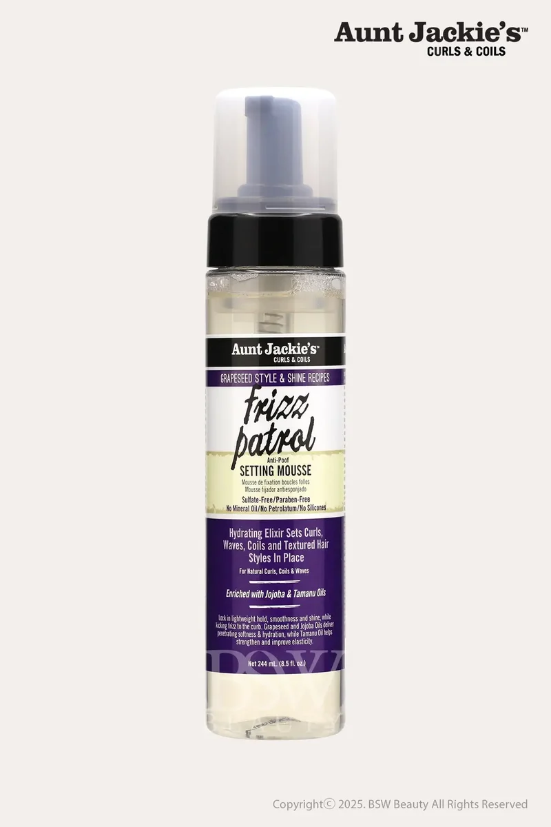 AUNT JACKIE'S GRAPESEED STYLE & SHINE RECIPES FRIZZ PATROL SETTING MOUSSE 8oz