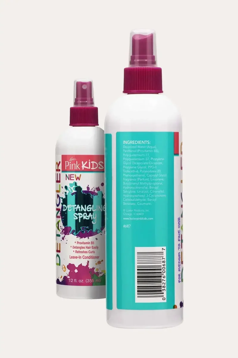 LUSTER'S PINK KIDS DETANGLING SPRAY 12oz - DETANGLER SPRAY FOR CURLY HAIR