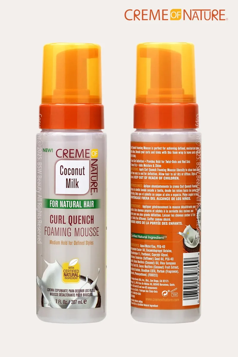 CREME OF NATURE COCONUT MILK CURL QUENCH FOAMING MOUSSE 7oz