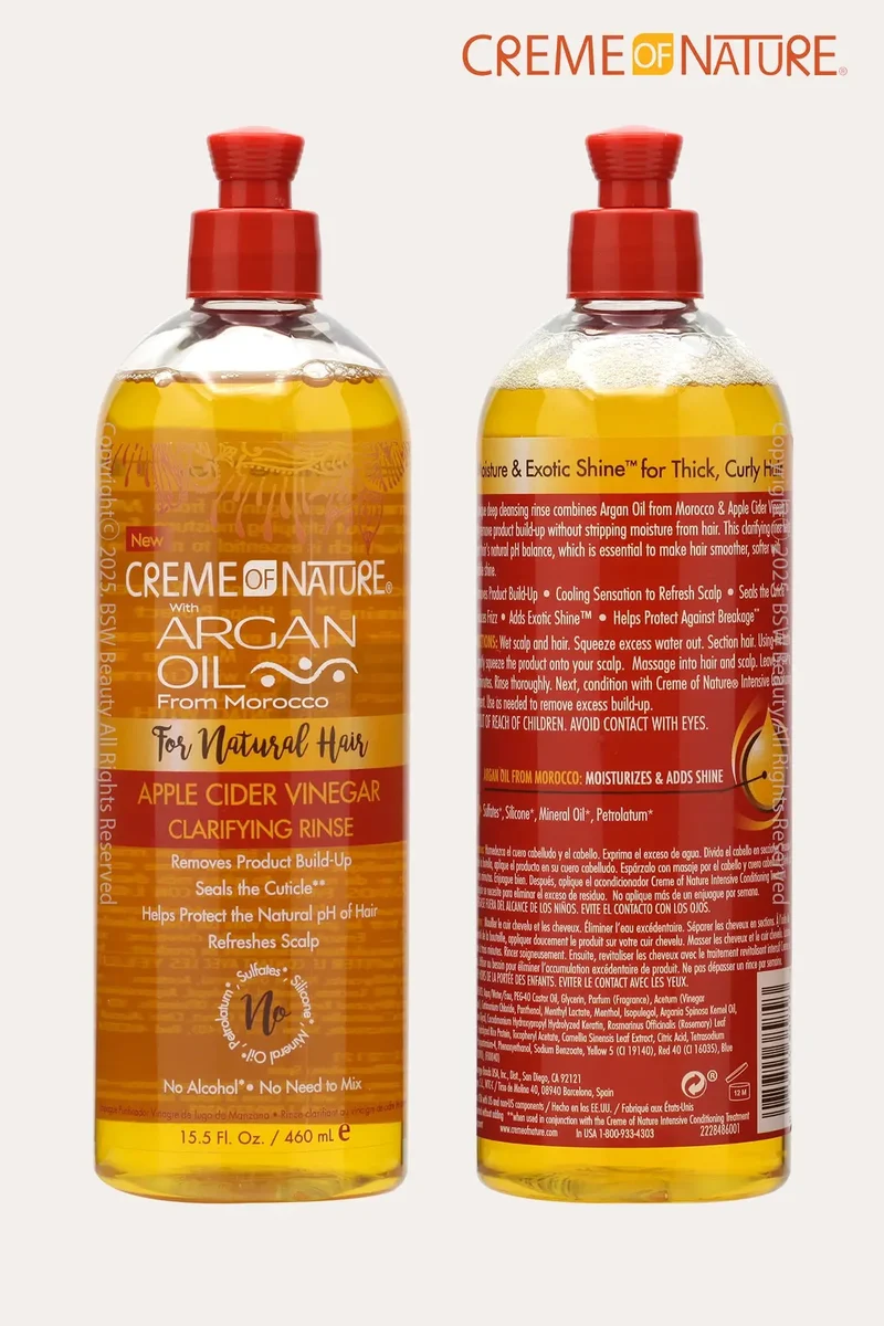 CREME OF NATURE ARGAN OIL APPLE CIDER VINEGAR CLARIFYING RINSE 15.5oz