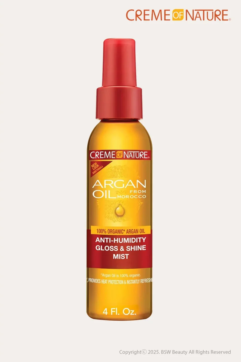 CREME OF NATURE ARGAN OIL ANTI HUMIDITY GLOSS & SHINE MIST 4oz | HEAT PROTECTANT