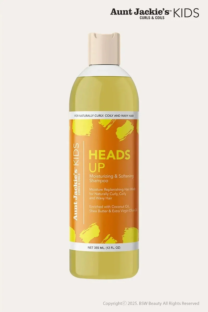 AUNT JACKIE'S GIRLS HEADS UP MOISTURIZING & SOFTENING SHAMPOO 12oz - SULFATE-FREE SOFTENING SHAMPOO