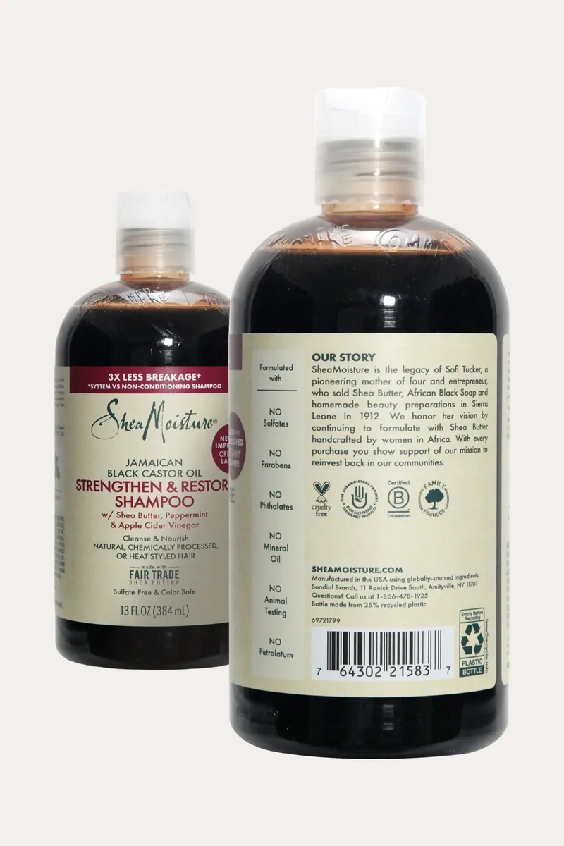 SHEA MOISTURE JAMAICAN BLACK CASTOR OIL STRENGTHEN & RESTORE SHAMPOO 13oz