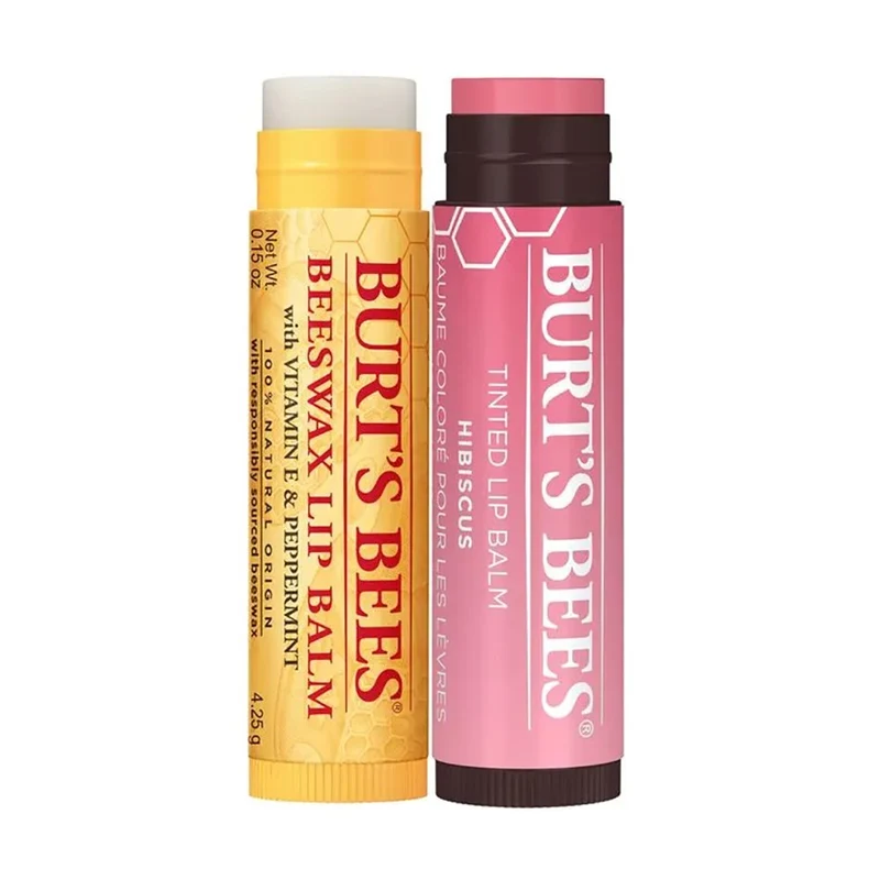 Burt's Bees Beeswax Lip Balm & Hibiscus Tinted Lip Balm Duo