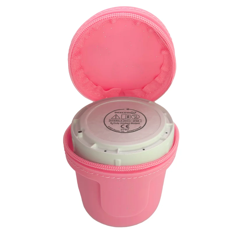 Étui de voyage de protection Dexcom G7 - Paillettes roses