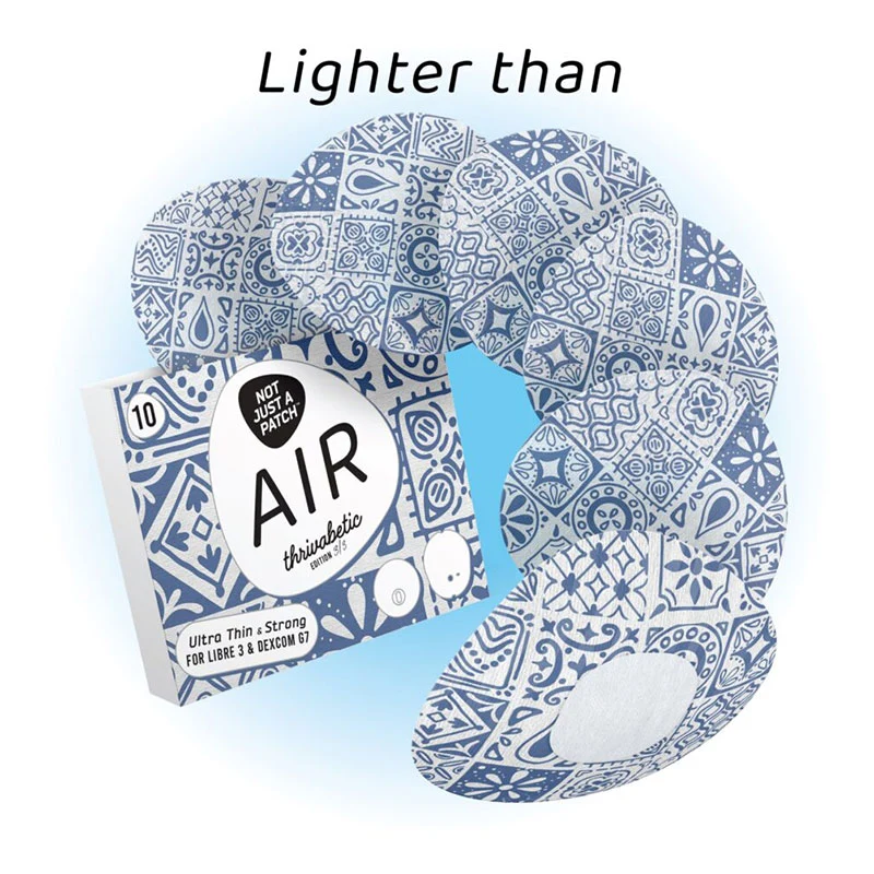 Not Just a Patch : Patchs adhésifs Thrivabetic Air pour Dexcom G7 et Freestyle Libre 3 : Bleu Méditerranée - Lot de 10