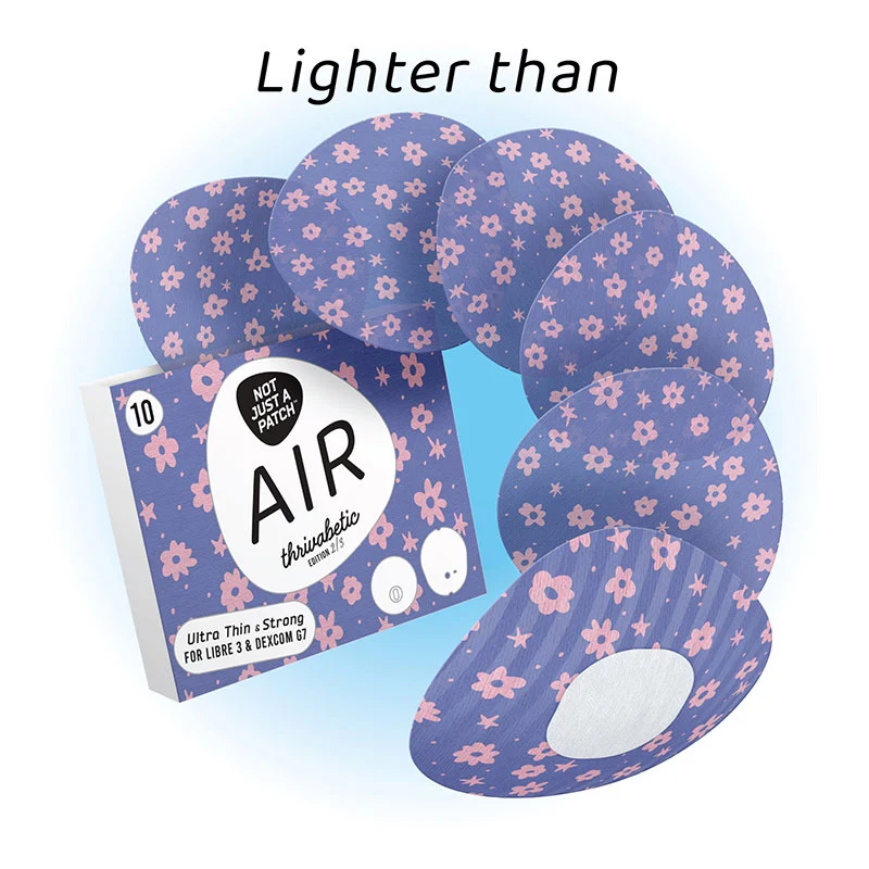 Not Just a Patch X Thrivabetic Air Patchs adhésifs pour Dexcom G7 et Freestyle Libre 3 : Violet Bloomberry - Lot de 10
