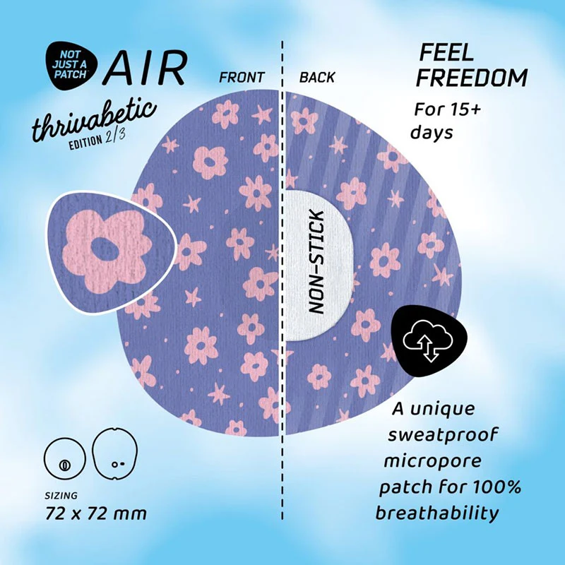 Not Just a Patch X Thrivabetic Air Patchs adhésifs pour Dexcom G7 et Freestyle Libre 3 : Violet Bloomberry - Lot de 10