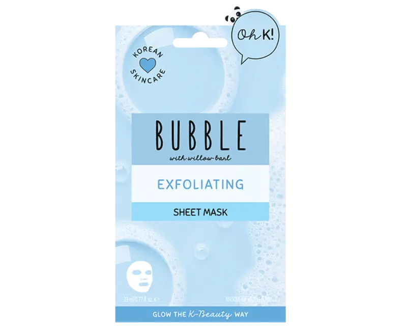 Oh K! Bubble Sheet Mask - Willow Bark - Korean Face Mask Sheet - Facial Skin Care Products - Clean Korean Skincare - Hydrating Face Sheets - 1 Pc