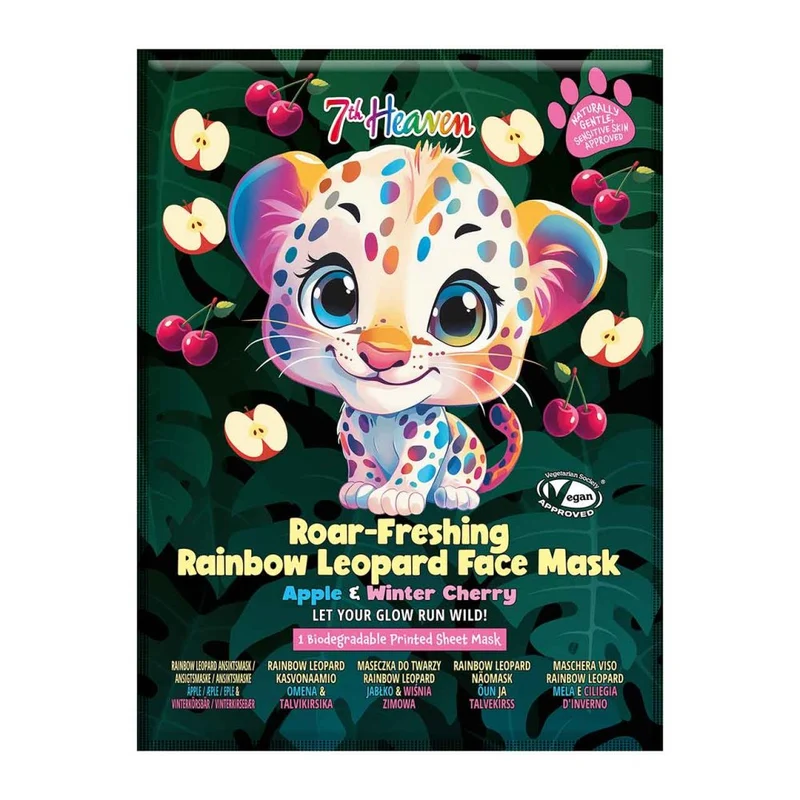 7th Heaven Roar-Freshing Rainbow Leopard Face Mask, Apple & Winter Cherry