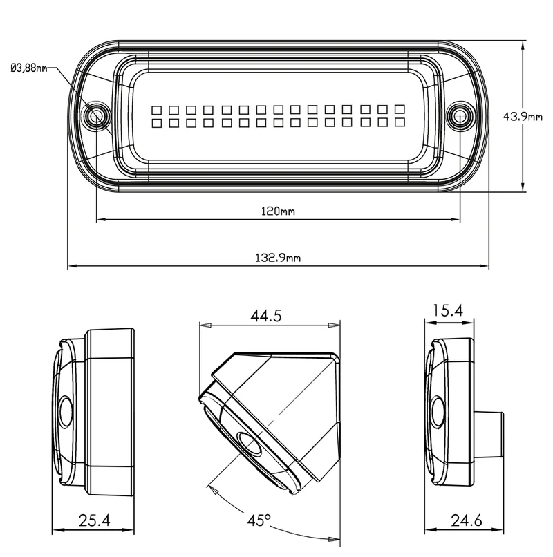 WAS W229 Lampe de travail/éclairage de scène à LED avec deux supports de montage