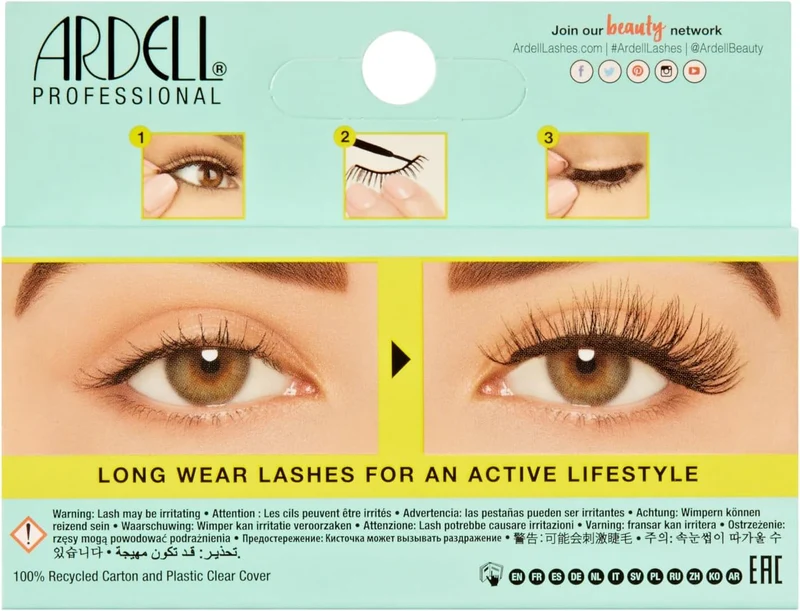 Ardell Active Lash Pump'n False Eyelashes, Water-resistant, Medium Volume and Length, Vegan Friendly, 1 Pair (Pack of 1)