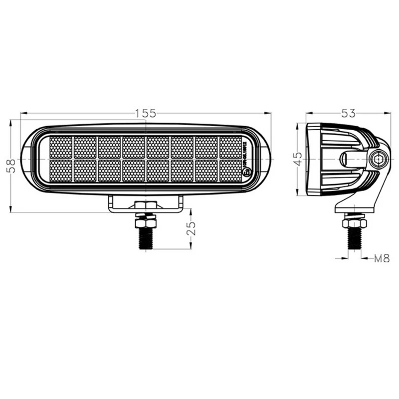 Lampe de travail LED rectangulaire et fine avec support en acier inoxydable / 16 W