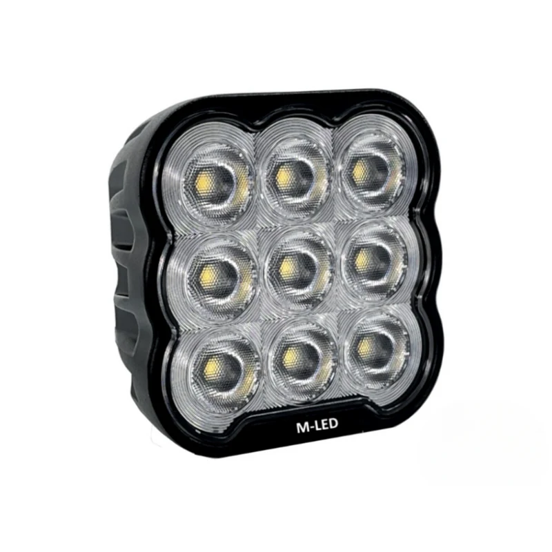 Projecteur de travail LED carré avec support en acier inoxydable / 9 LED / 45 W