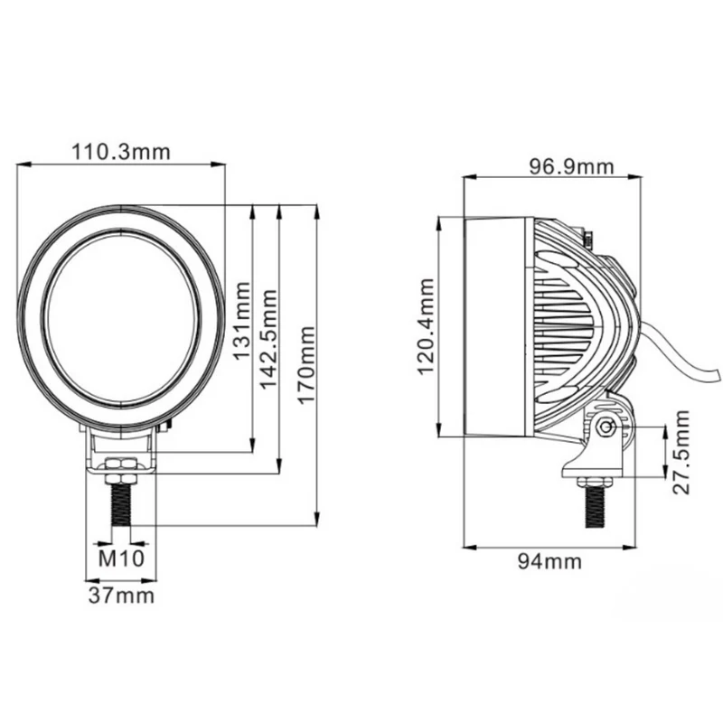 Lampe de travail LED ronde style John Deere 40 W / 4000 XNUMX lumens