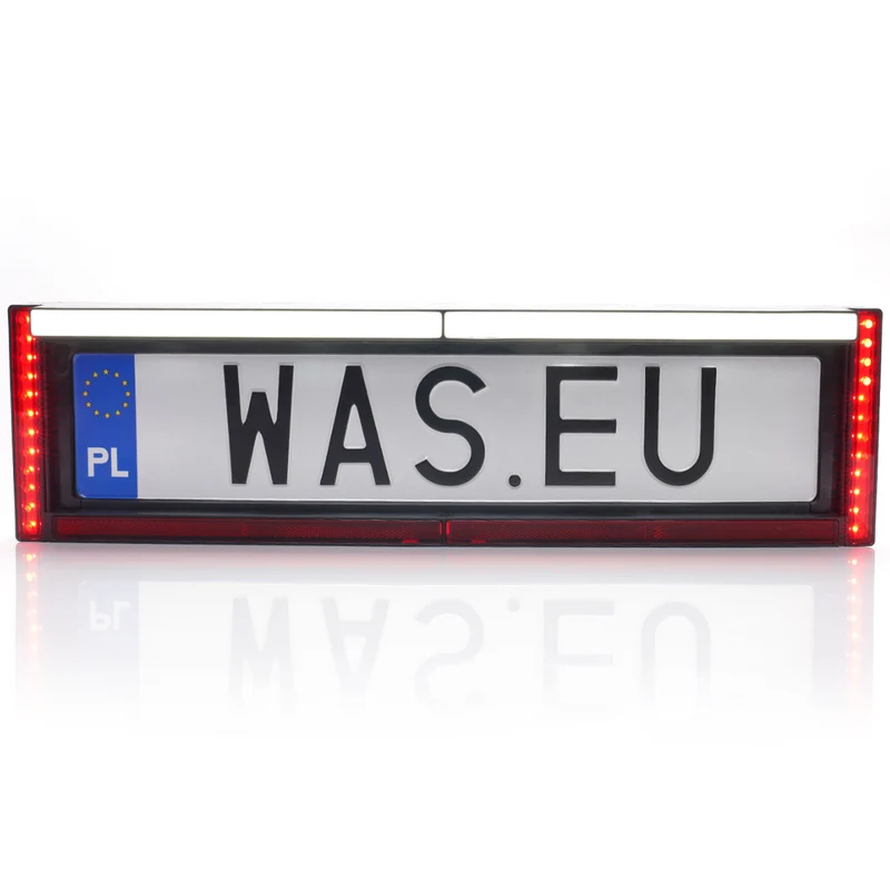 Support de plaque d'immatriculation arrière WAS avec feux de recul, antibrouillard, éclairage de plaque d'immatriculation et réflecteur