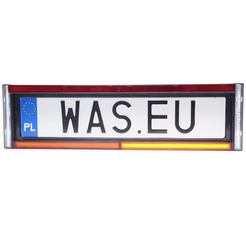 Support de plaque d'immatriculation arrière WAS avec feux de recul, stroboscope, éclairage de plaque d'immatriculation et réflecteur