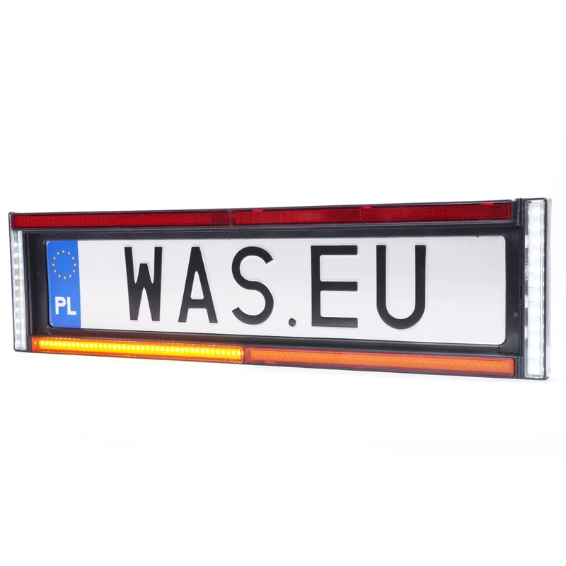 Support de plaque d'immatriculation arrière WAS avec feux de recul, stroboscope, éclairage de plaque d'immatriculation et réflecteur