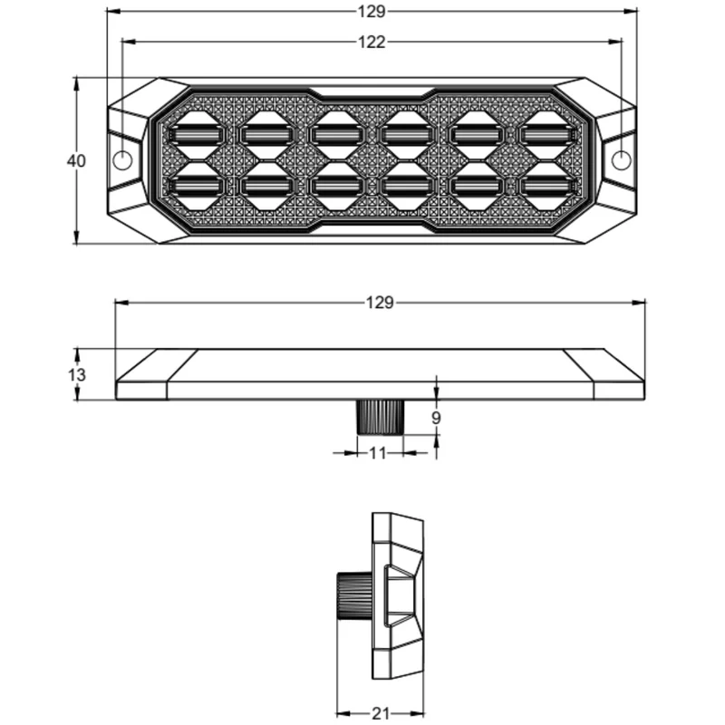 Lampe stroboscopique LED haute puissance Torlok Black Hawk / 12 LED double rangée