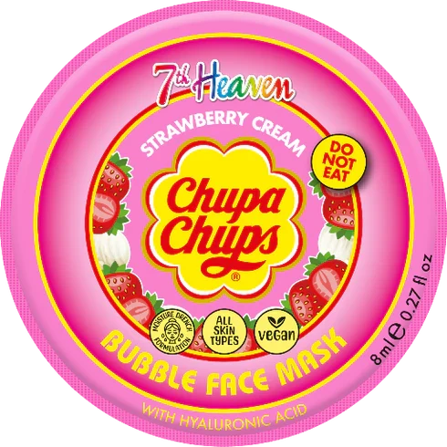 7th Heaven Chupa Chups Strawberry Cream Bubble Mask with Hyaluronic Acid - Plumps & Hydrates