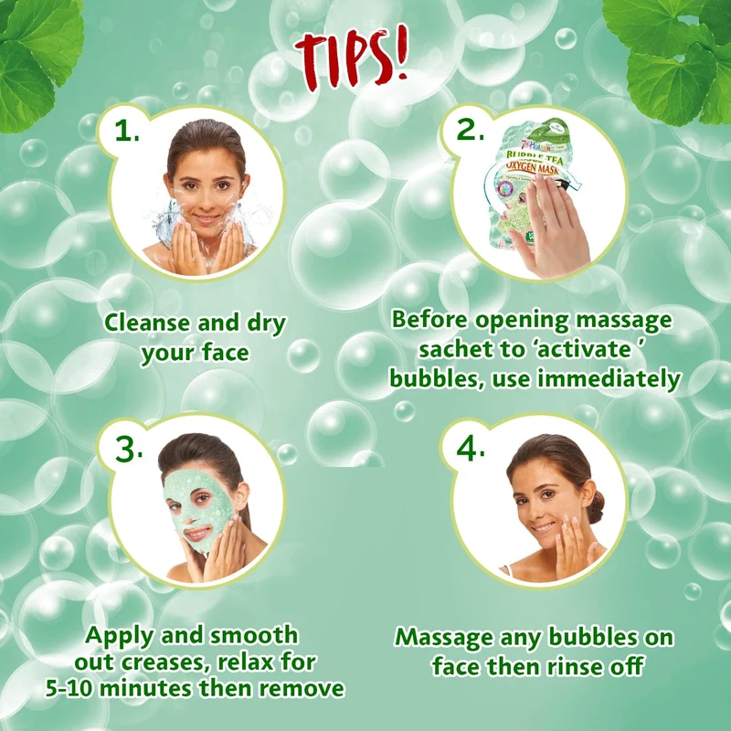 7th Heaven Bubble Tea Oxygen Mask Infused with Green Tea and Centella Asiatica to Hydrate, Soothe and Help Target Blemishes