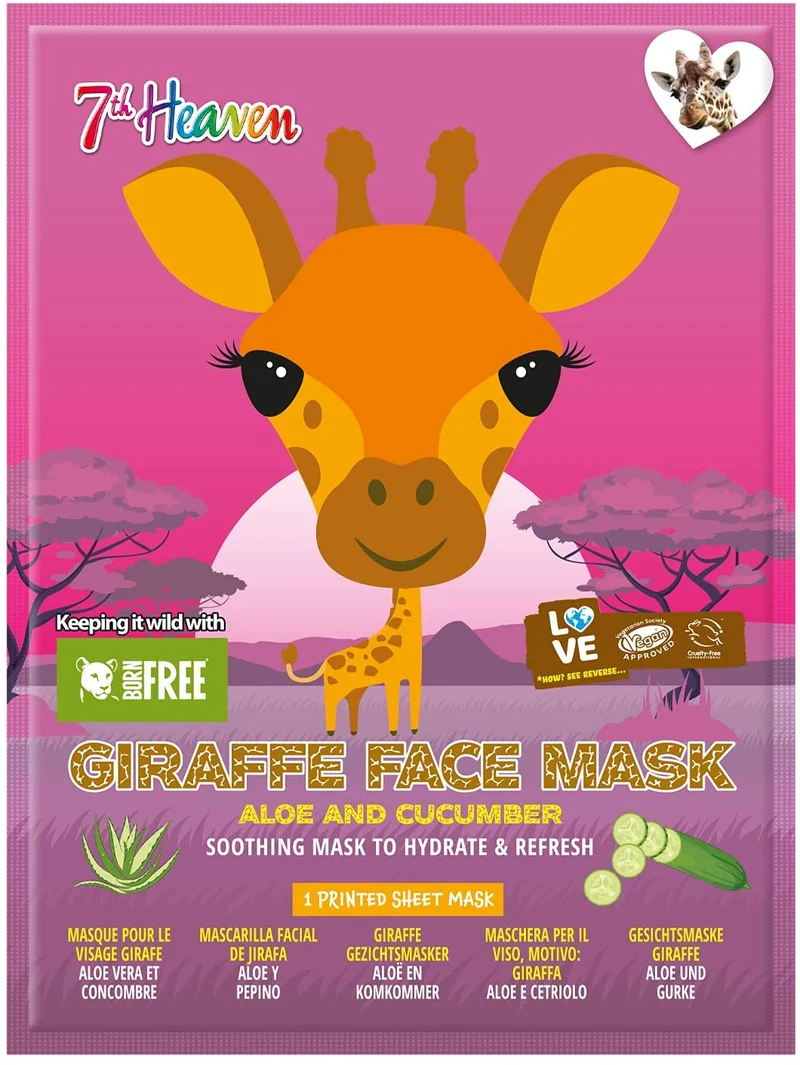 7th Heaven Face Food Born Free Giraffe Sheet Mask enriched with Cucumber and Aloe Vera to Soothe, Hydrate and Refresh your Skin