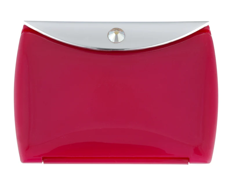 Fancy Metal Goods Pink Mirror Compact Envelope 3x Mag with Swarovski Crystal