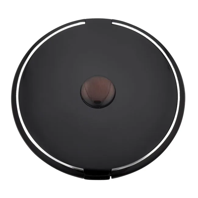 Fancy Metal Goods Round Mirror Compact 5X Magnification Black
