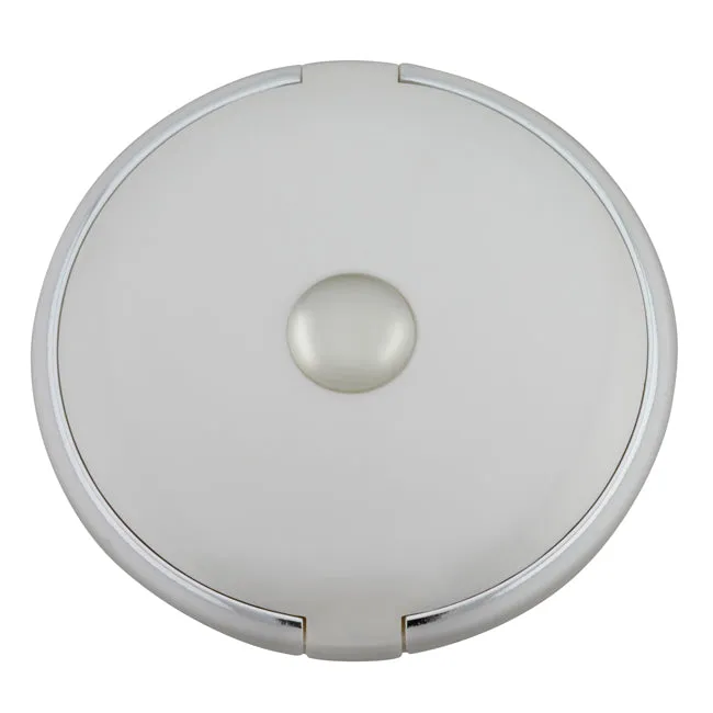 Fancy Metal Goods Round Mirror Compact 5X Magnification White