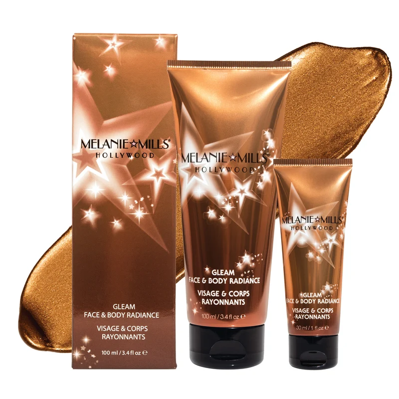 Melanie Mills Hollywood Gleam Body Radiance All In One Makeup, Moisturiser & Glow For Face & Body Deep Gold