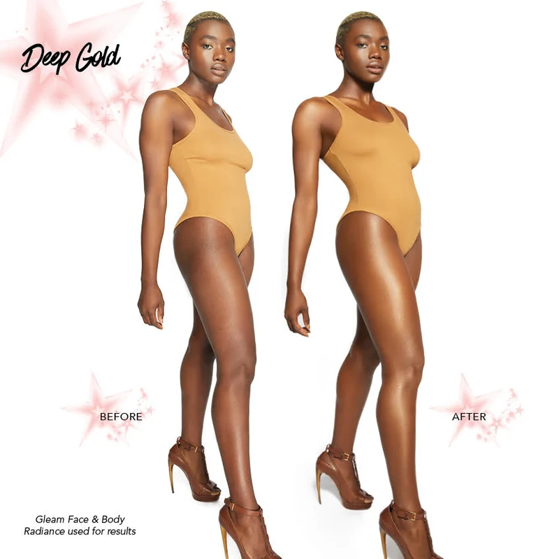 Melanie Mills Hollywood Gleam Body Radiance All In One Makeup, Moisturiser & Glow For Face & Body Deep Gold