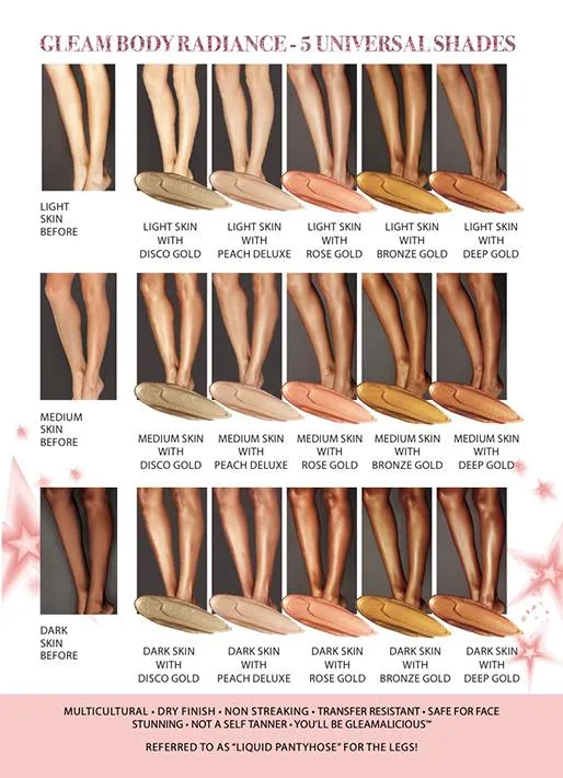 Melanie Mills Hollywood Gleam Body Radiance All In One Makeup, Moisturiser & Glow For Face & Body Rose Gold