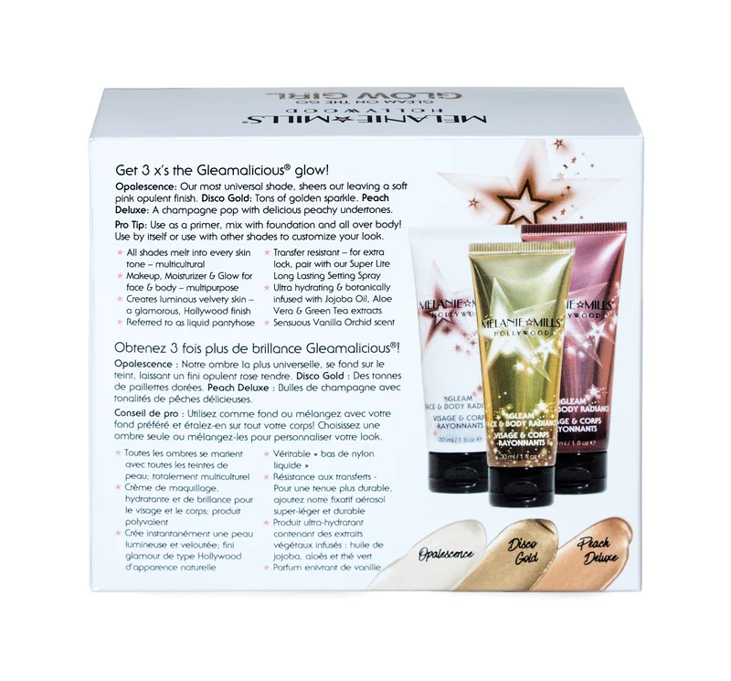 Melanie Mills Hollywood Glow Girl Gleam on the Go Body Radiance Kit