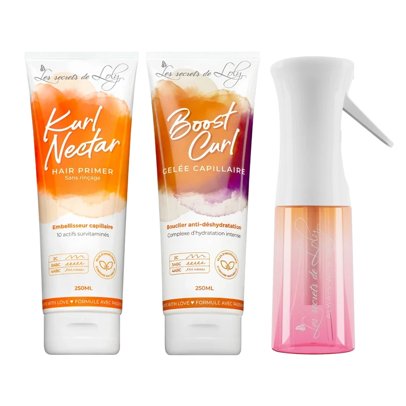 Starter Pack Cheveux Bouclés - Crème sans rinçage, gelée coiffante & vaporisateur