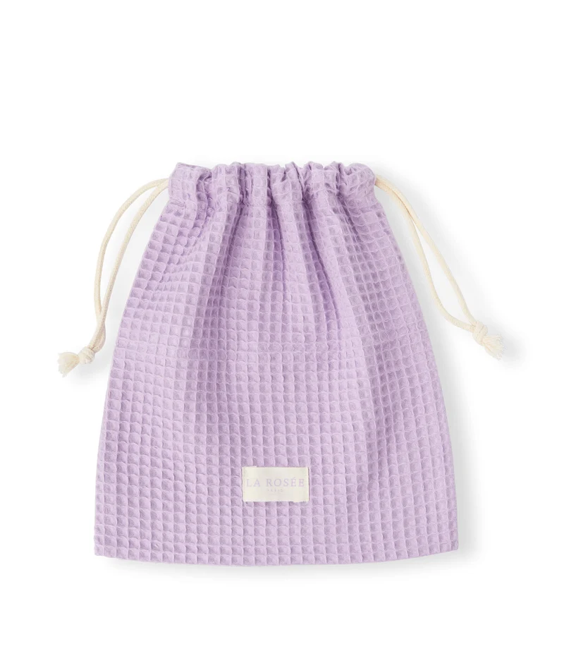 Pochon en nid d'abeille lilas, grands carreaux