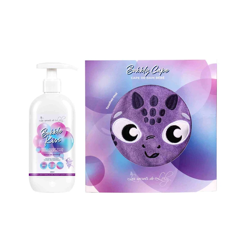 Cadeau de naissance douceur - Soin lavant doux corps et cheveux et cape de bain