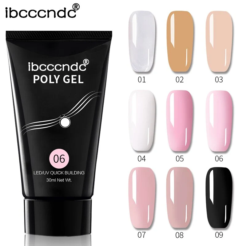 9 Colors Nail Acrylic Hard Poly Gel Pink White Clear Crystal UV LED Builder Gel Tips Enhancement Quick Extension Gel Varnish