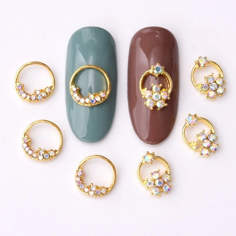 10psc New diamond Round hollow 3D Nail Art Decorations,Alloy Nail Charms,Nails Rhinestones Nail Supplies LH450-451