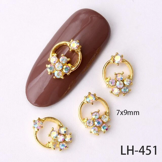 10psc New diamond Round hollow 3D Nail Art Decorations,Alloy Nail Charms,Nails Rhinestones Nail Supplies LH450-451