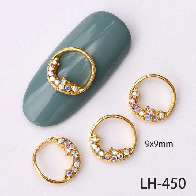 10psc New diamond Round hollow 3D Nail Art Decorations,Alloy Nail Charms,Nails Rhinestones Nail Supplies LH450-451