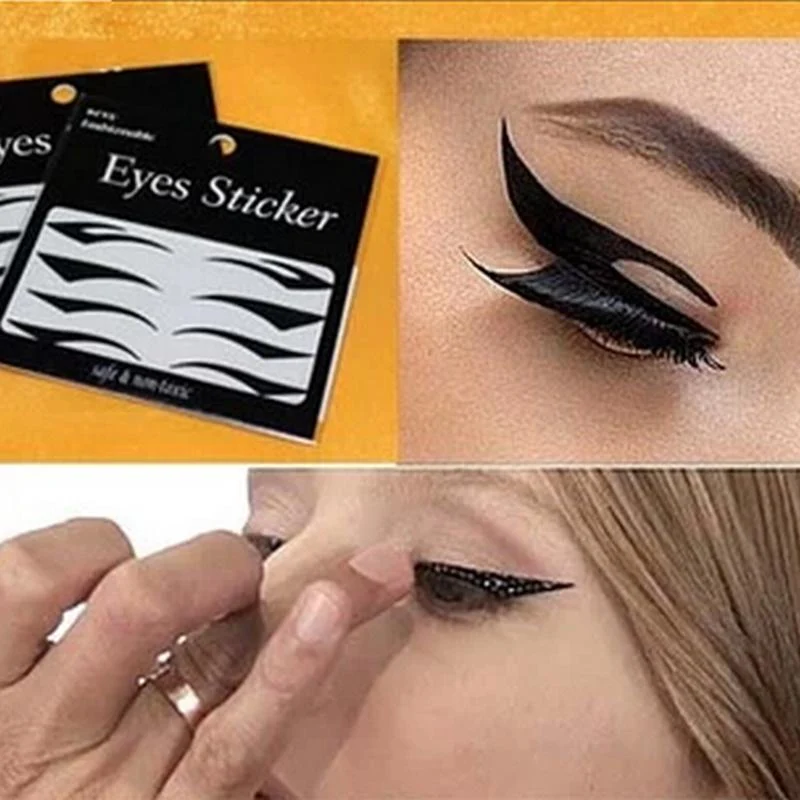 New 4 Pair Black Eyes Sticker Cat Style Eyeliner Sexy Temporary Double Eyeshadow Eyelid Tape Smoky Tattoo False Eyelashes Tools