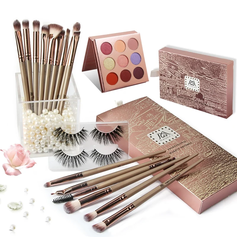 2019 New Beauty Make up Set With 15 pcs Makeup Brush Eyeshadow Palette Matte Glitter Eye Shadow False Eyelashes Makeup Kit