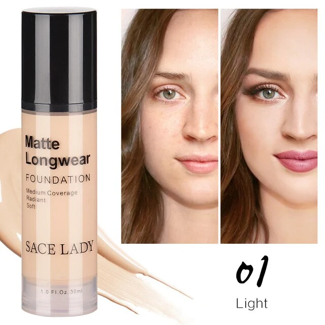 Foundation Base Makeup Professional Face Matte Finish Liquid Make Up Concealer Cream Waterproof Natural Cosmetic