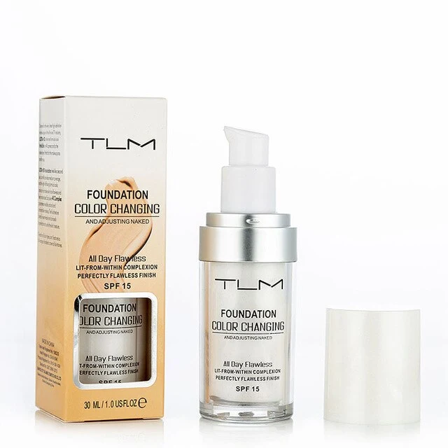 30ml TLM Color Changing Foundation Make Up Cover Primer Base MakeUp Sunblock SPF 15 Natural Color Brightening Moisturizing