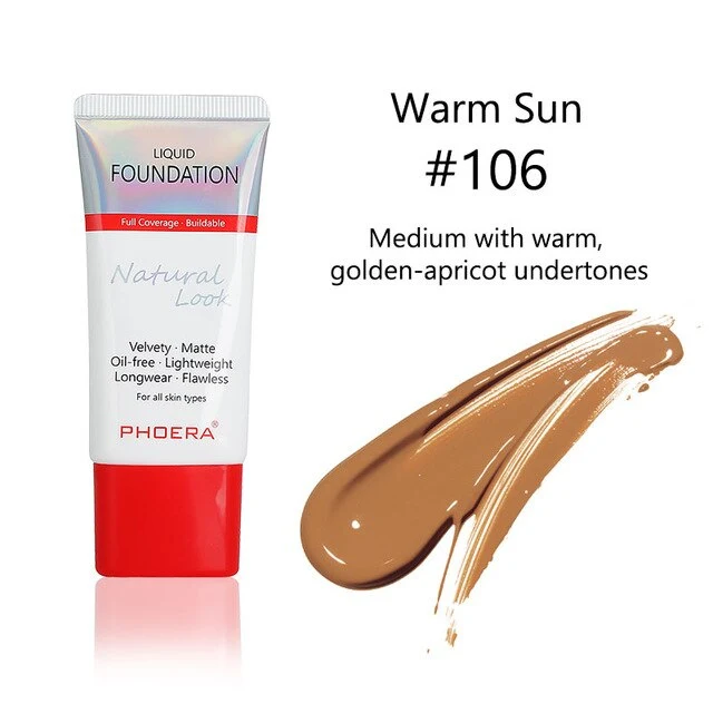 PHOERA 30ml Full Coverage Foundation Makeup Skin-Friendly Base Maquiagem Oil Control Long Lasting for 24 Hours TSLM1