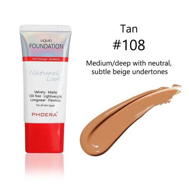 PHOERA 30ml Full Coverage Foundation Makeup Skin-Friendly Base Maquiagem Oil Control Long Lasting for 24 Hours TSLM1